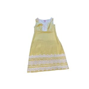 Lilly Pulitzer Dolly Sleeveless Dress Size 2 Yellow Embroidered Summer Colorful